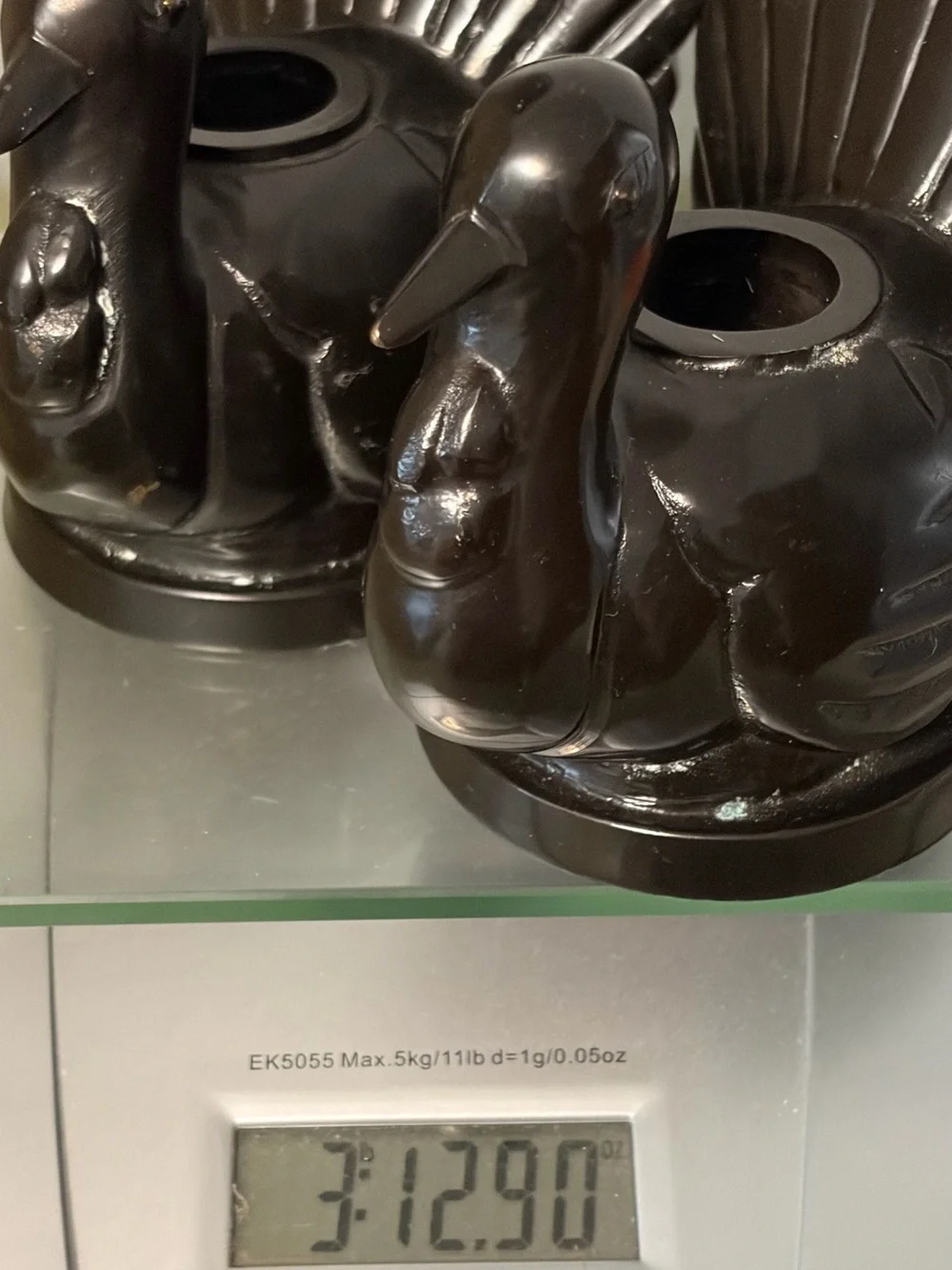 Pair Pottery Barn Black Bronze Turkey Taper Candle Holders Fall Thanksgiving